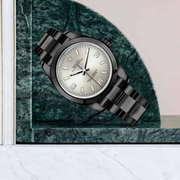 Bracelets Rolex Rolex Oyster Perpetual 34mm Ref 1142000019pvd Silver Stick Dial Black PVD Stainless Steel Oyster Bracelet Watch Bracelets Rolex Rolex Oyster Perpetual 34mm Ref 1142000019pvd Silver Stick Dial Black PVD Stainless Steel Oyster Bracelet Watch