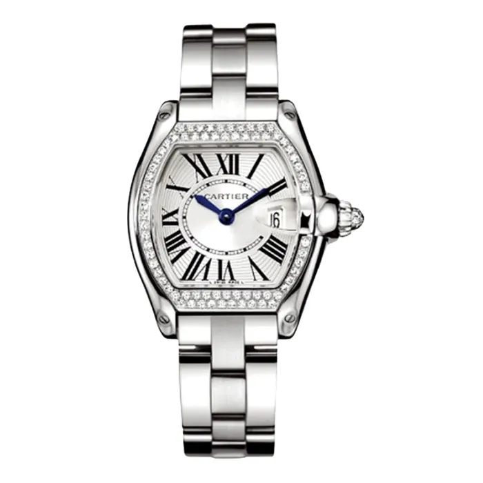 Cartier Cartier Roadster 365mm Watch Ref WE5002X2 Silver Roman Dial Diamond Bezel 18K White Gold Bracelet Bracelets Cartier Cartier Roadster 365mm Watch Ref WE5002X2 Silver Roman Dial Diamond Bezel 18K White Gold Bracelet Bracelets