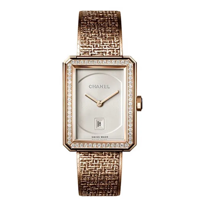 Chanel Chanel BoyFriend 346mm Watch Ref H5315 Opaline Guilloche Dial Diamond Bezel 18K Beige Gold Bracelet Bracelets Chanel Chanel BoyFriend 346mm Watch Ref H5315 Opaline Guilloche Dial Diamond Bezel 18K Beige Gold Bracelet Bracelets
