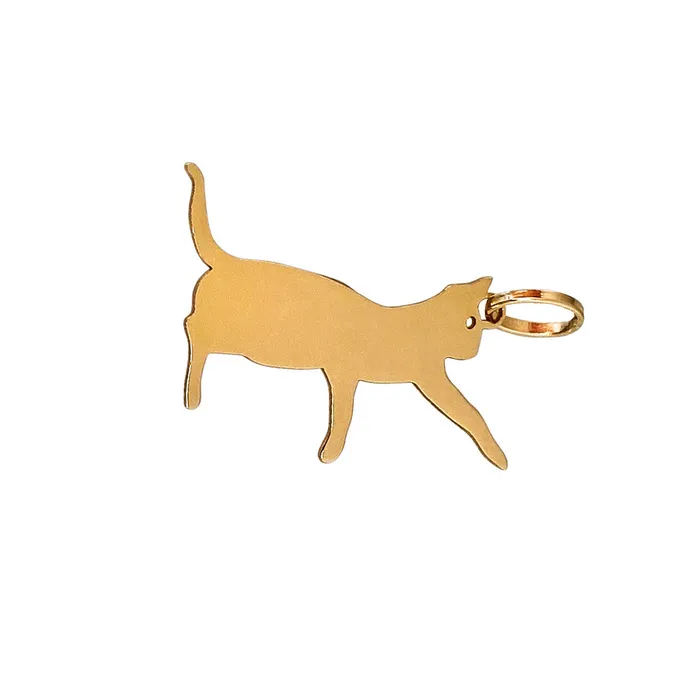 Charm Necklaces 14K Yellow Gold Playing Cat Silhouette Charm Croghans