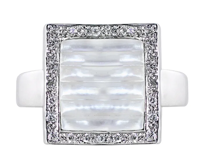 CJ Charles Jewelers 18k White Gold Mother Of Pearl Diamond Ring Rings