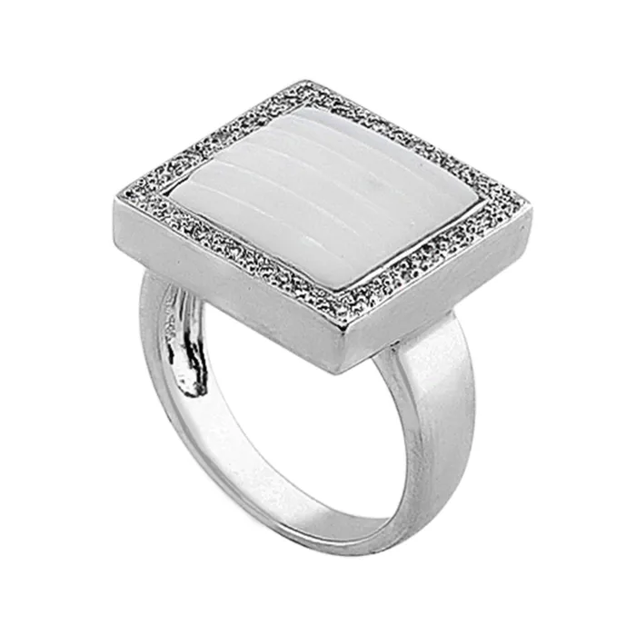 CJ Charles Jewelers 18k White Gold Mother Of Pearl Diamond Ring Rings