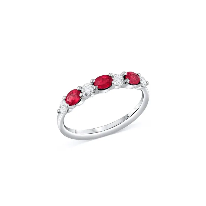 CJ Charles Jewelers Rings 18K White Gold 060ct Ruby and 033ct Diamond SemiEternity Band CJ Charles Jewelers Rings 18K White Gold 060ct Ruby and 033ct Diamond SemiEternity Band