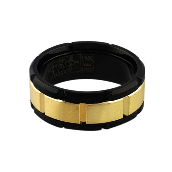 CJ Charles Jewelers Rings Black Cobalt 18k Yellow Gold Band