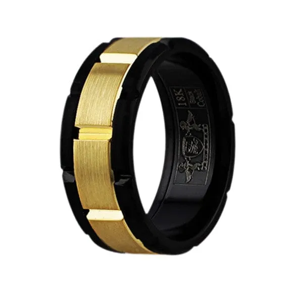 CJ Charles Jewelers Rings Black Cobalt 18k Yellow Gold Band