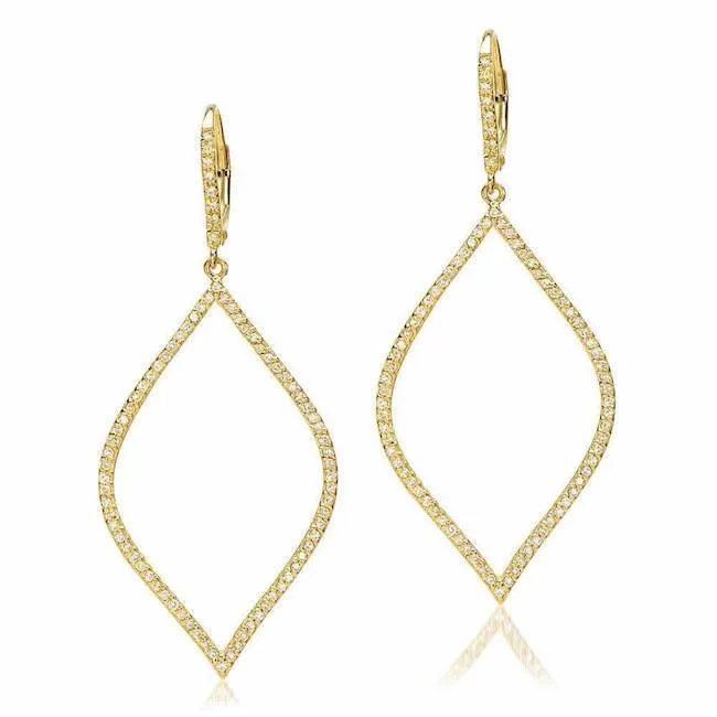 Croghans Earrings Diamond 14K Gold Front Facing Open Marquise Drop Earrings Croghans Earrings Diamond 14K Gold Front Facing Open Marquise Drop Earrings