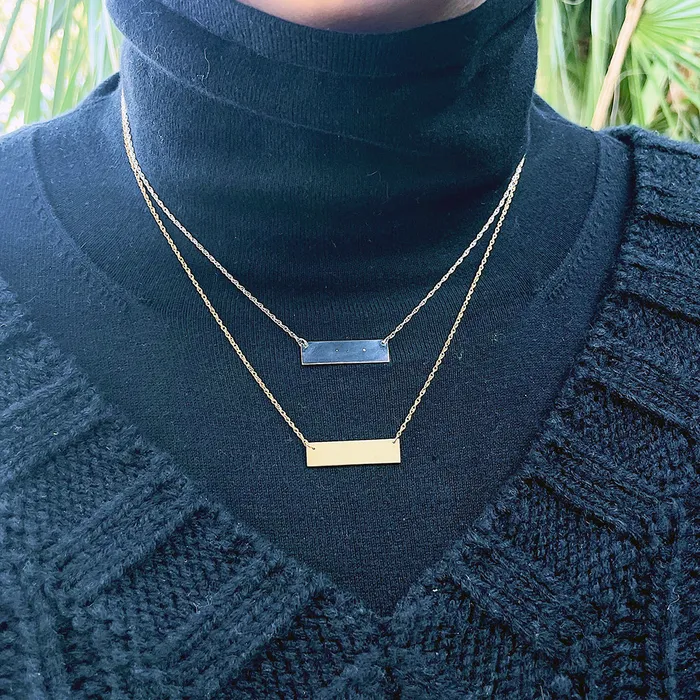Croghans Necklaces 22K Gold Plated Bar Pendant Necklace