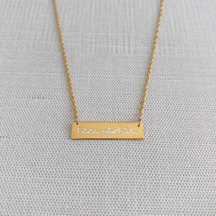 Croghans Necklaces 22K Gold Plated Bar Pendant Necklace