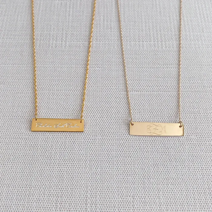Croghans Necklaces 22K Gold Plated Bar Pendant Necklace
