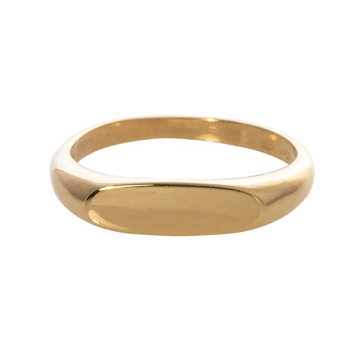 Croghans Rings 18K Yellow Gold Oval Bar Signet Ring