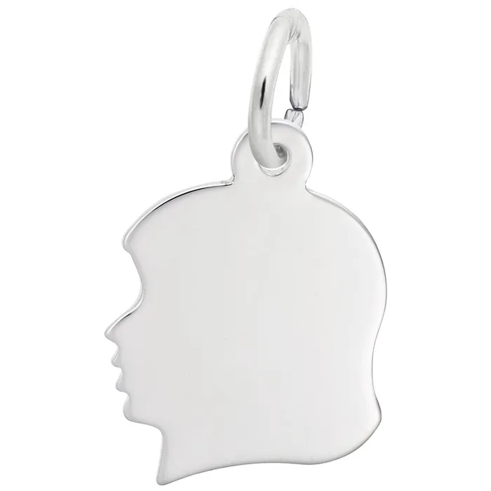 Croghans Rings Sterling Silver Young Girls Head Silhouette Charm