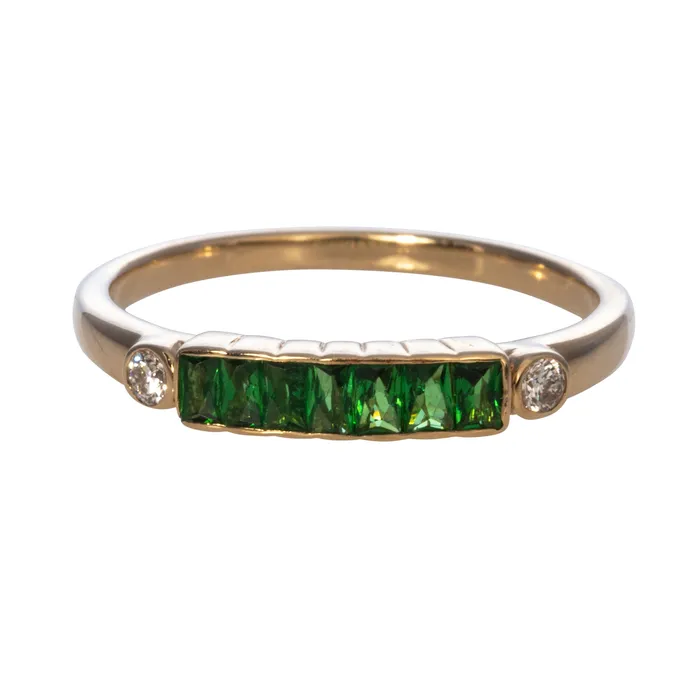 Croghans Rings Tsavorite Diamond 14K Yellow Gold Band