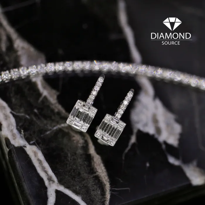 Diamond Source NYC Earrings 14k white gold earrings with 150ct total diamonds E456456