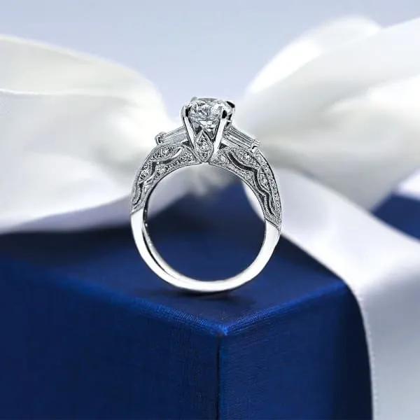 Diamond Source NYC Rings Extraordinary 18k White Gold Engagement Ring with center 125ct Round Diamond RN17250 Diamond Source NYC Rings Extraordinary 18k White Gold Engagement Ring with center 125ct Round Diamond RN17250