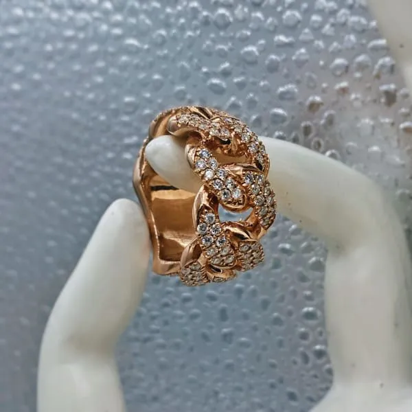 Diamond Source NYC Rings Natural Round Brilliant Diamond Cocktail Ring Set in 14K Rose Gold 210ct tw
