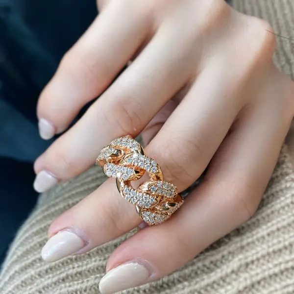 Diamond Source NYC Rings Natural Round Brilliant Diamond Cocktail Ring Set in 14K Rose Gold 210ct tw