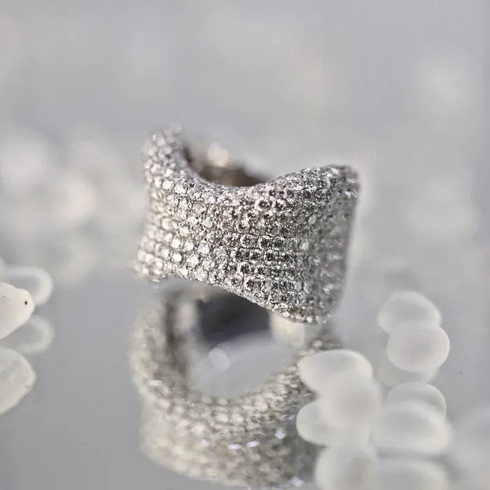Diamond Source NYC Round Brilliant Pave Diamond Fashion Ring Set in 18K White Gold 732ct tw Rings Diamond Source NYC Round Brilliant Pave Diamond Fashion Ring Set in 18K White Gold 732ct tw Rings