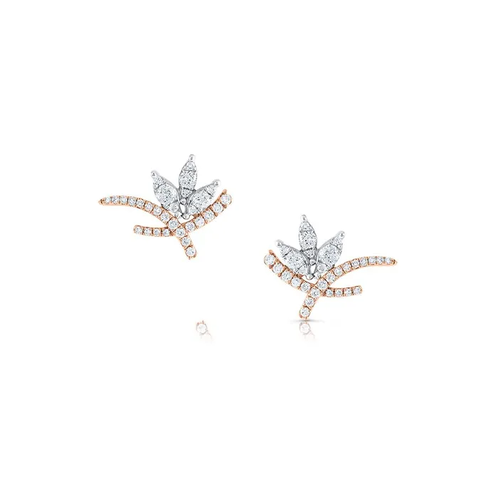 Earrings CJ Charles Jewelers 18k White and Rose Gold 038ctw Diamond Flower Climber Stud Earrings Earrings CJ Charles Jewelers 18k White and Rose Gold 038ctw Diamond Flower Climber Stud Earrings