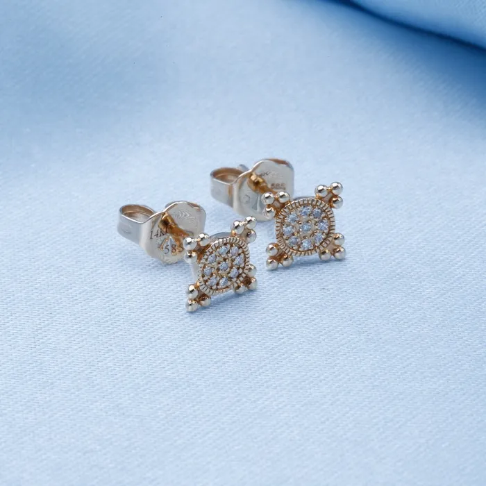 Earrings Croghans Diamond 14K Yellow Gold Granulation Stud Earrings