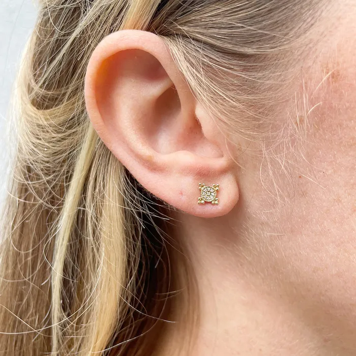 Earrings Croghans Diamond 14K Yellow Gold Granulation Stud Earrings