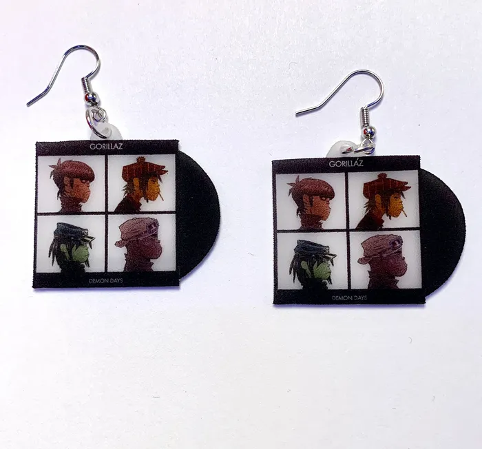 Earrings Gorillaz Demon Days Vinyl Album Handmade Earrings Sam Makes Things