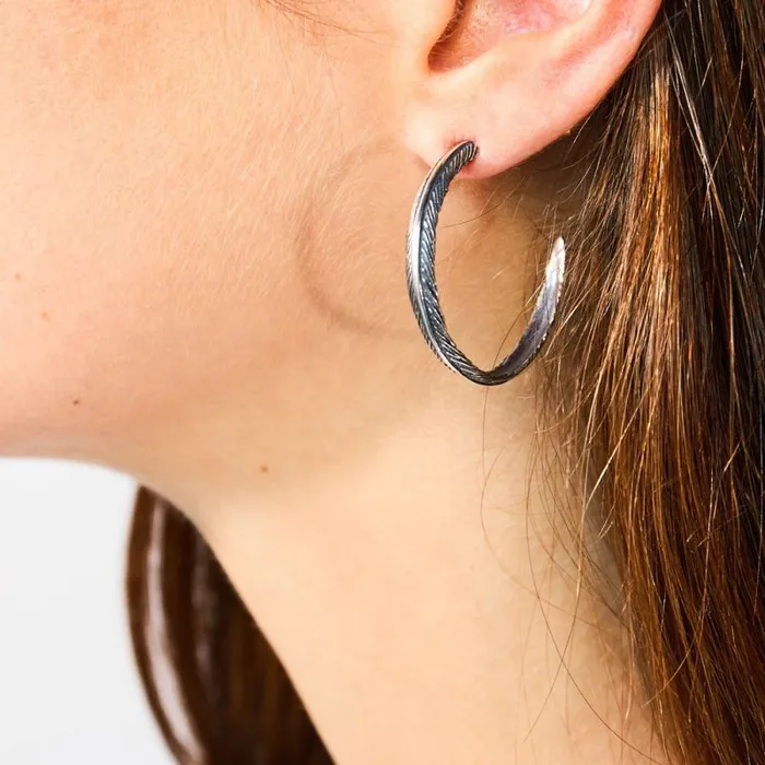 Earrings Grainger McKoy Grainger McKoy Sterling Silver Narrow Feather Earrings