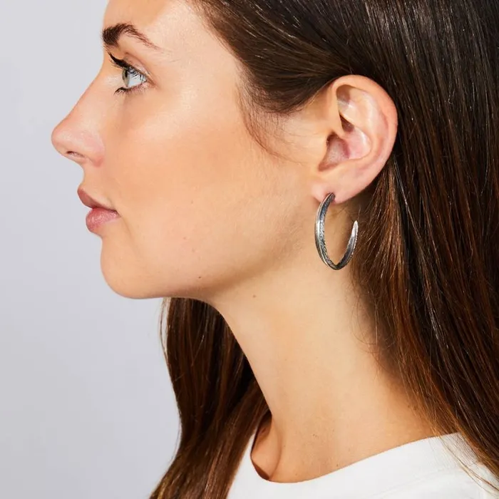 Earrings Grainger McKoy Grainger McKoy Sterling Silver Narrow Feather Earrings