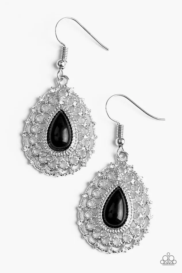 Earrings Paparazzi Earring Court Chic Black Paparazzi Jewelry