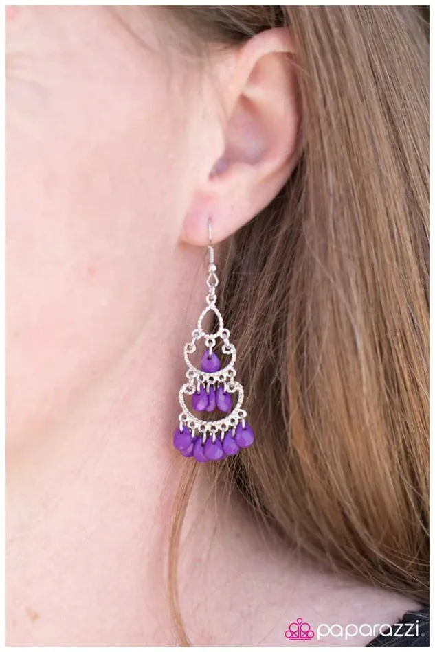 Earrings Paparazzi Earring Heaven Sent Purple Paparazzi Jewelry