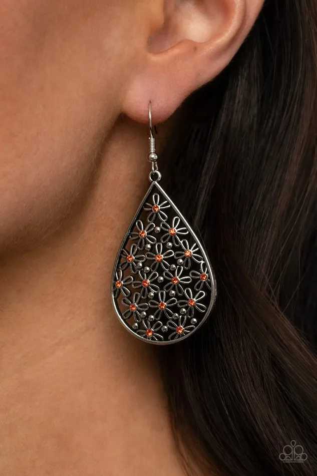 Earrings Paparazzi Earring Tick Tick BLOOM Orange Paparazzi Jewelry