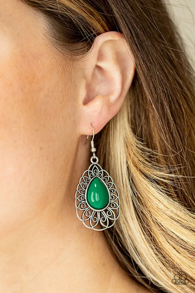 Earrings Paparazzi Jewelry Paparazzi Earring Dream STAYCATION Green