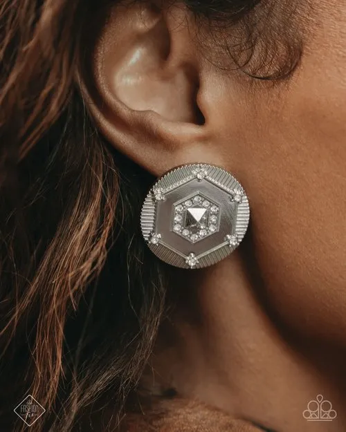 Earrings Paparazzi Jewelry Paparazzi Earring Enfolded Edge White