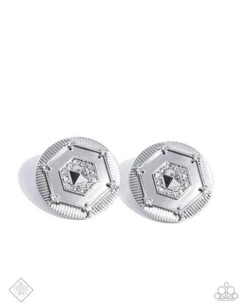 Earrings Paparazzi Jewelry Paparazzi Earring Enfolded Edge White Earrings Paparazzi Jewelry Paparazzi Earring Enfolded Edge White