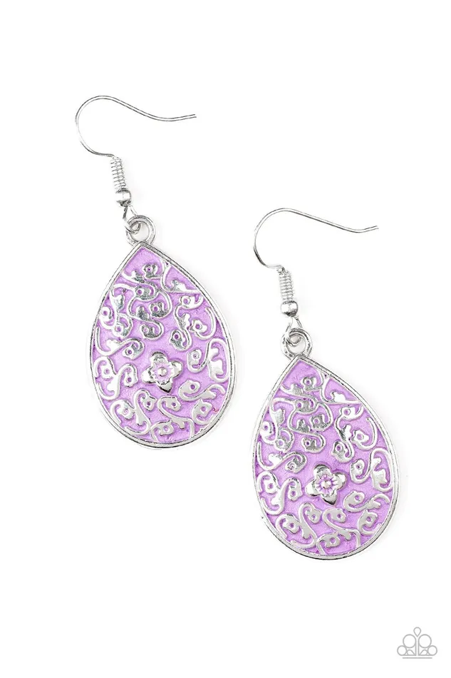 Earrings Paparazzi Jewelry Paparazzi Earring Flirty Flower Girl Purple