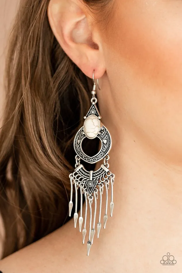 Earrings Paparazzi Jewelry Paparazzi Earring Southern Spearhead White