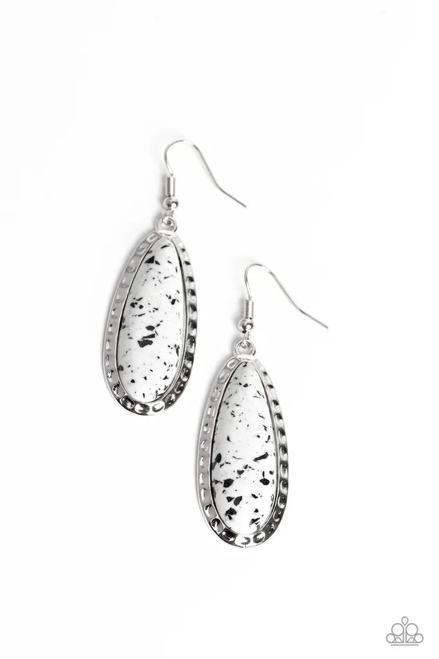Earrings Paparazzi Jewelry Paparazzi Earring TEARDROPDead Dynasty White Earrings Paparazzi Jewelry Paparazzi Earring TEARDROPDead Dynasty White