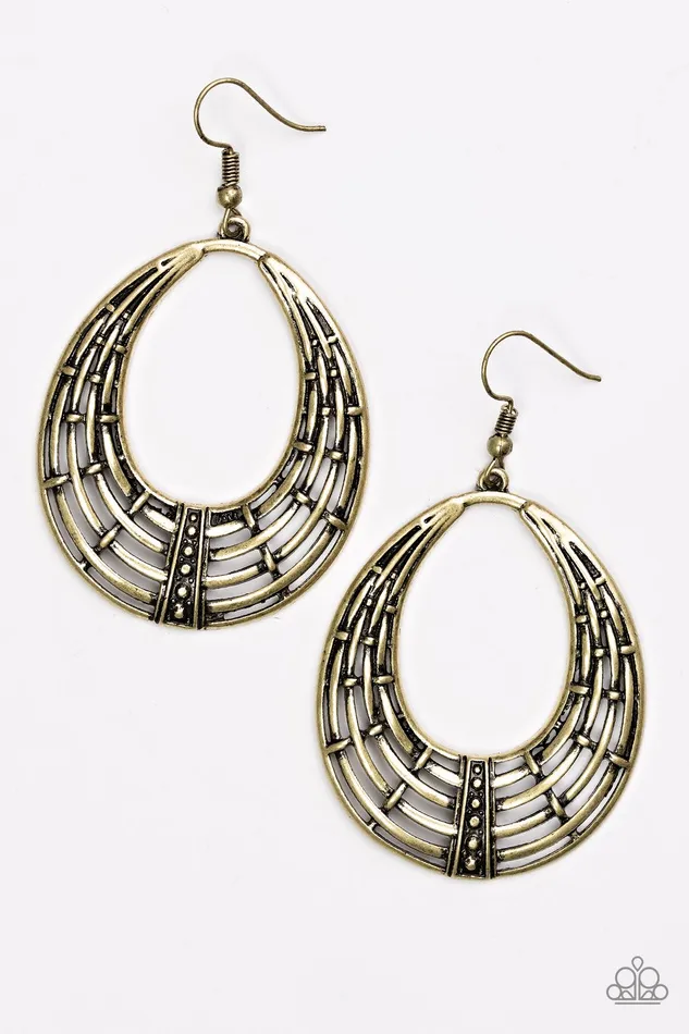 Earrings Paparazzi Jewelry Paparazzi Earring Tundra Texture Brass