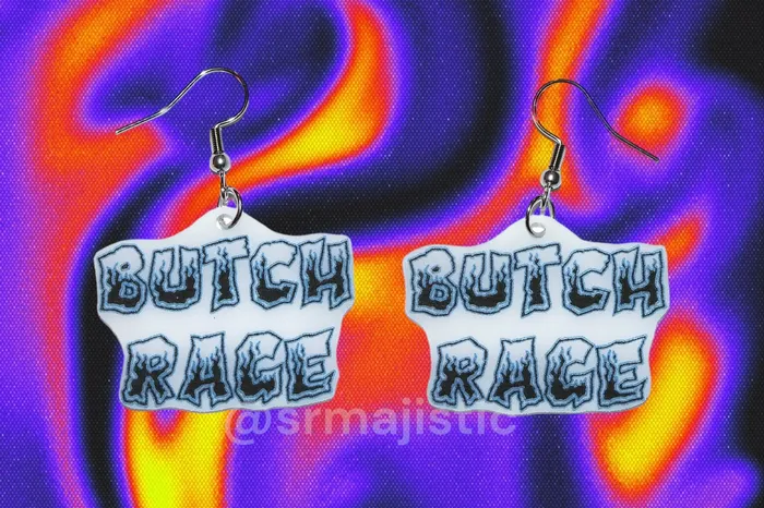 Earrings READY TO SHIP Lesbian Rage Various Stylized Handmade Earrings Sam Makes Things