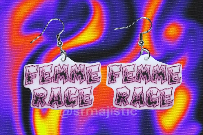 Earrings READY TO SHIP Lesbian Rage Various Stylized Handmade Earrings Sam Makes Things