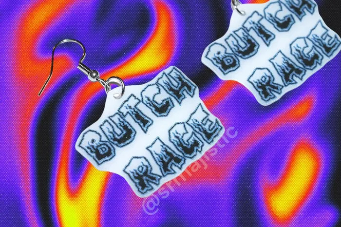 Earrings READY TO SHIP Lesbian Rage Various Stylized Handmade Earrings Sam Makes Things