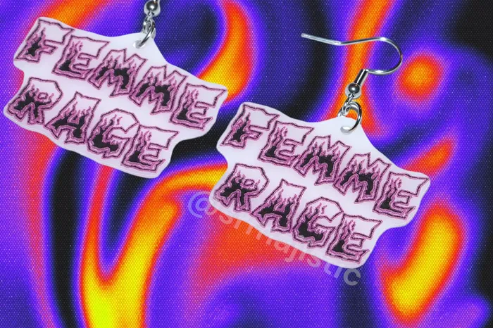Earrings READY TO SHIP Lesbian Rage Various Stylized Handmade Earrings Sam Makes Things