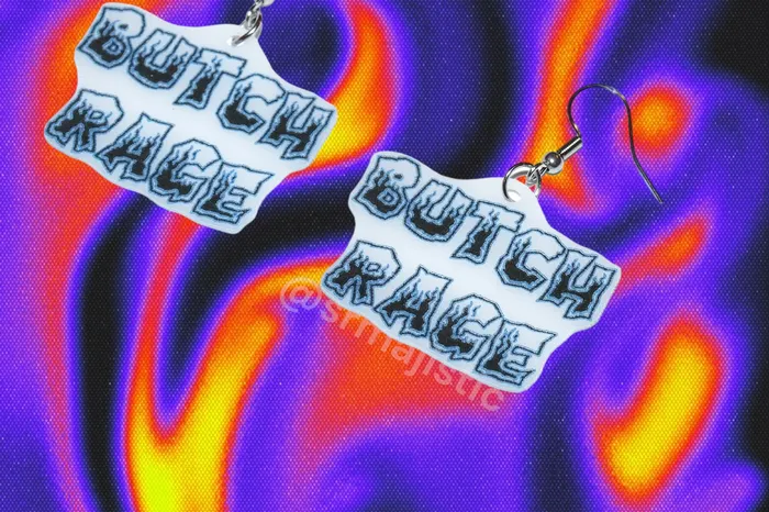 Earrings READY TO SHIP Lesbian Rage Various Stylized Handmade Earrings Sam Makes Things