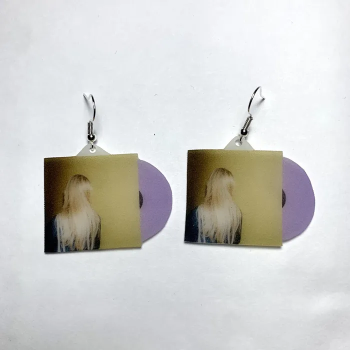 Earrings Sam Makes Things Girl in Red Midnight Love Vinyl Single Handmade Earrings Earrings Sam Makes Things Girl in Red Midnight Love Vinyl Single Handmade Earrings