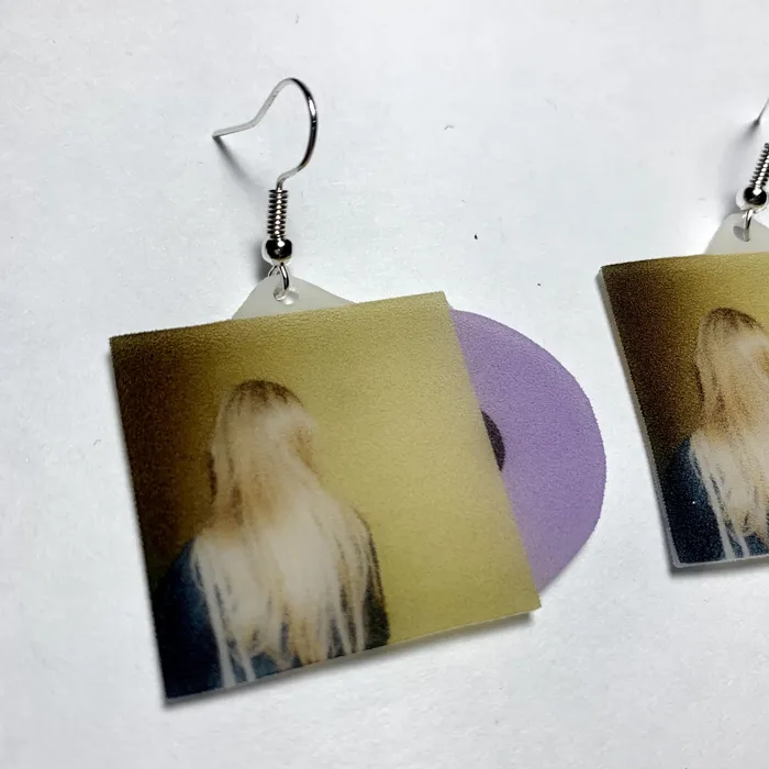 Earrings Sam Makes Things Girl in Red Midnight Love Vinyl Single Handmade Earrings