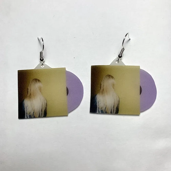 Earrings Sam Makes Things Girl in Red Midnight Love Vinyl Single Handmade Earrings