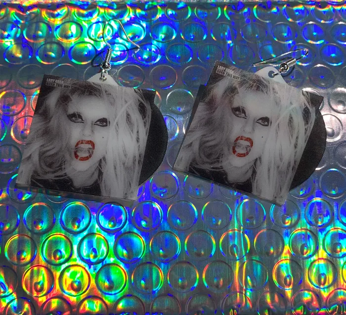 Earrings Sam Makes Things Lady Gaga Born this Way Vinyl Album Handmade Earrings Earrings Sam Makes Things Lady Gaga Born this Way Vinyl Album Handmade Earrings