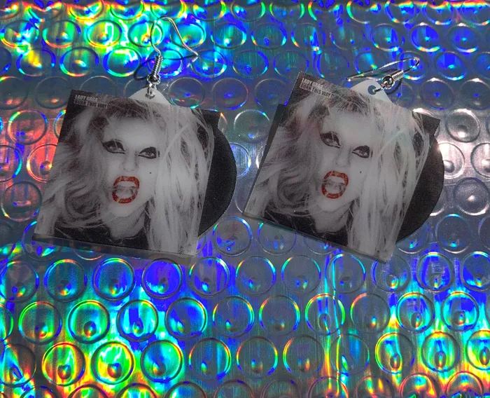 Earrings Sam Makes Things Lady Gaga Born this Way Vinyl Album Handmade Earrings