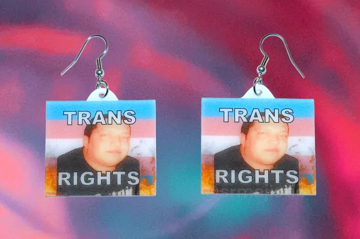 Earrings Sam Makes Things Sal Vulcano Trans Flame Pride Flag Handmade Earrings Earrings Sam Makes Things Sal Vulcano Trans Flame Pride Flag Handmade Earrings