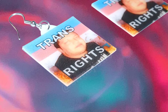 Earrings Sam Makes Things Sal Vulcano Trans Flame Pride Flag Handmade Earrings
