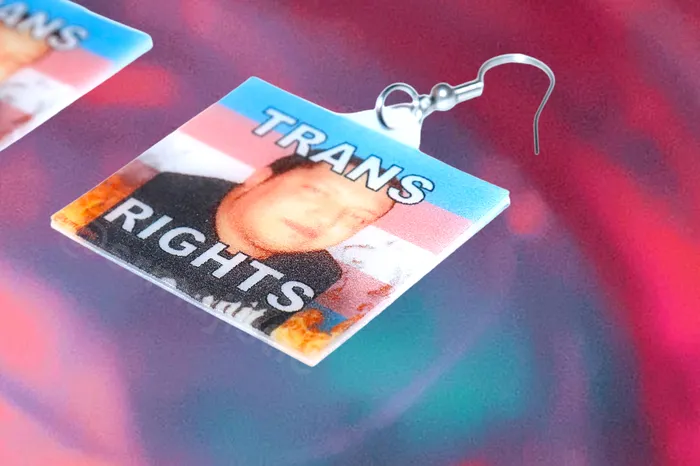 Earrings Sam Makes Things Sal Vulcano Trans Flame Pride Flag Handmade Earrings